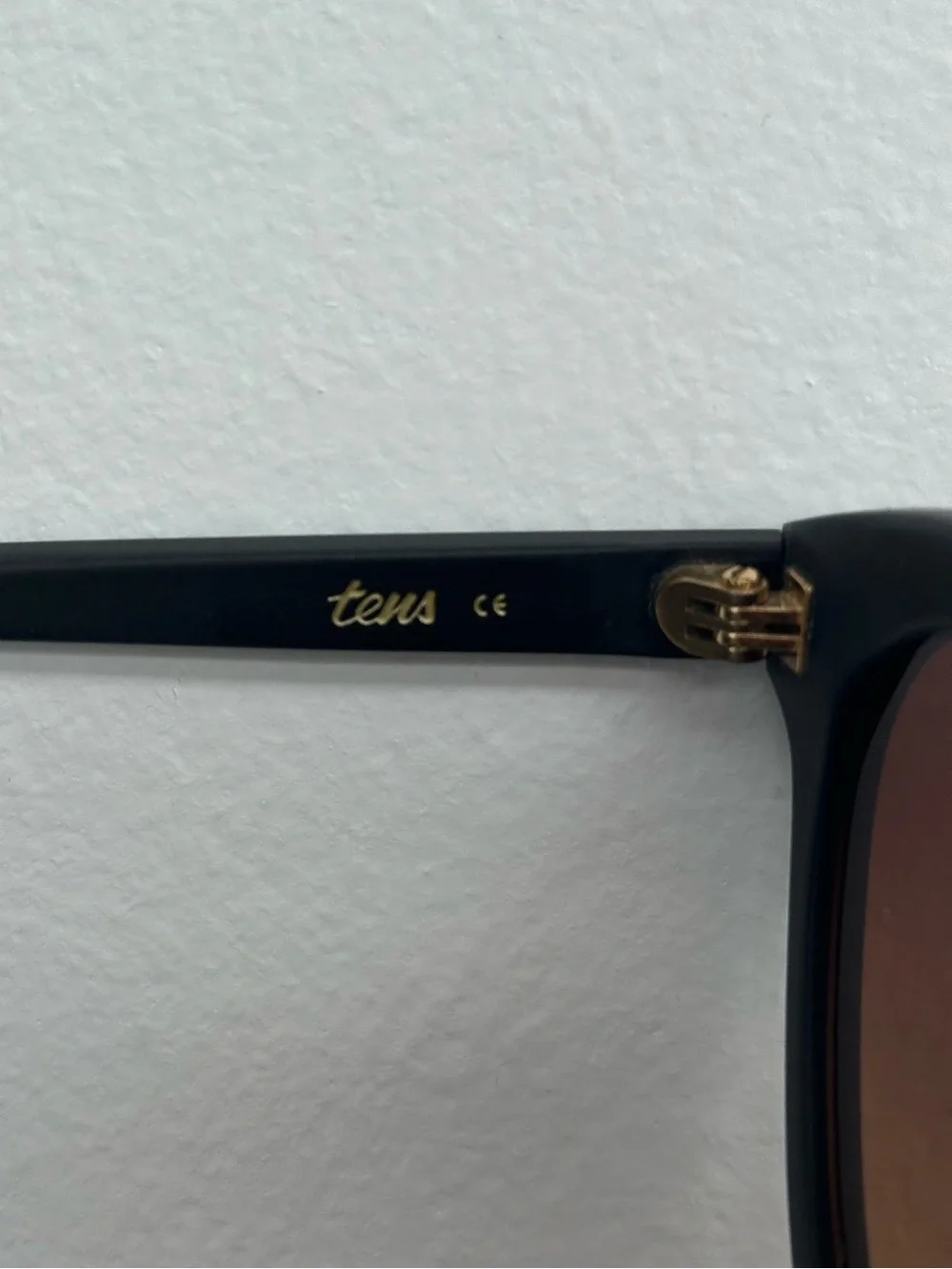 Tens Classic Round Black Frame & Brown Lense Sunglasses with Gold Accents